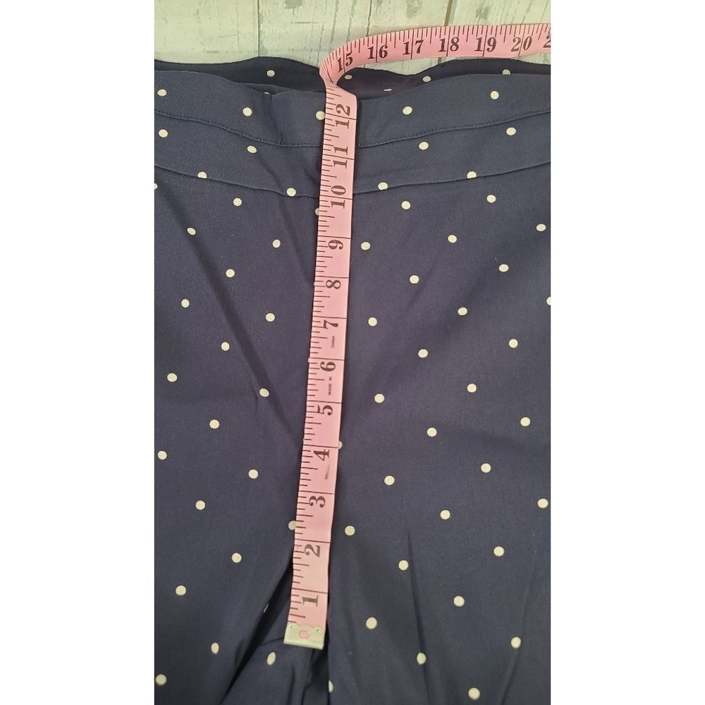 Joe B 3X Pull On Capri Pants Blue Cream Polka Dot Criss Cross Open Ankle Stretch - Picture 4 of 9
